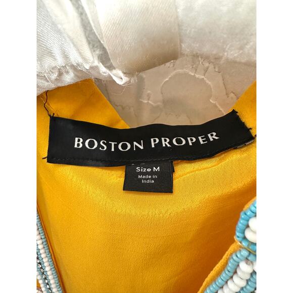 BOSTON PROPER | Yellow Beaded Resort Tunic Top V-Neck | Medium - Picture 6 of 8